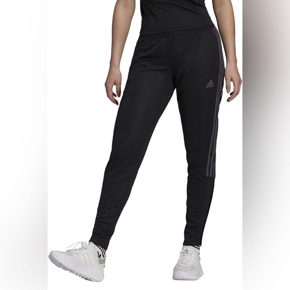 NWOT adidas Tiro Track Pants, Black/Dark Grey Heather, Small